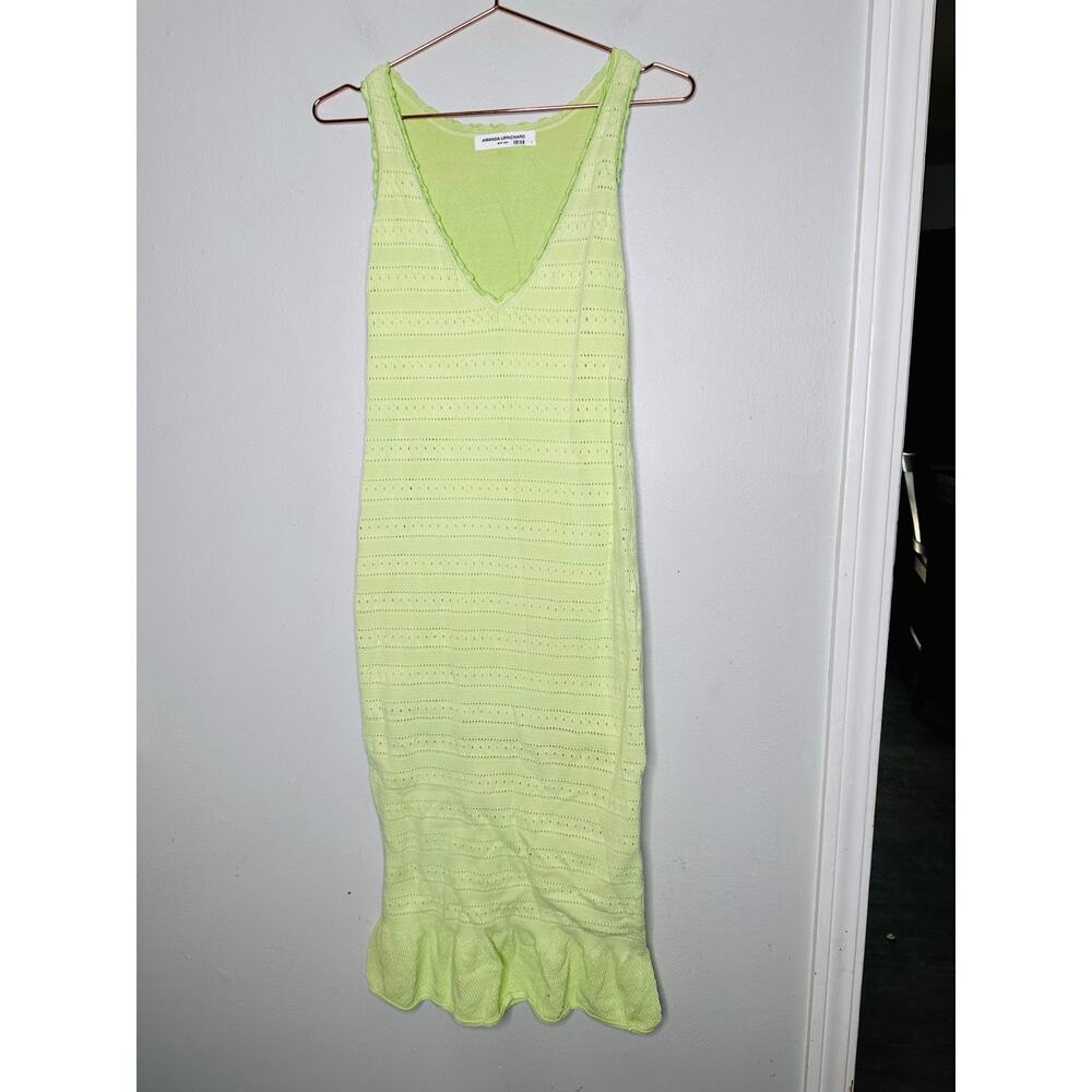 AMANDA UPRICHARD Green Cotton Crochet Beachy Lainey Midi Dress Size Medium - Picture 3 of 13